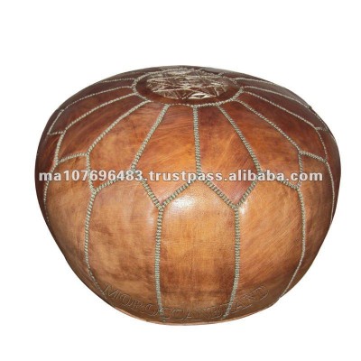 Moroccan Leather Pouf ottoman footstool