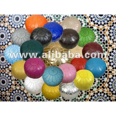 Moroccan leather poufs